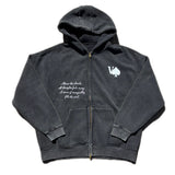 BLACK "ABOVE" ACID WASHED ZIP UP