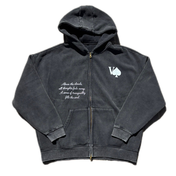 BLACK "ABOVE" ACID WASHED ZIP UP