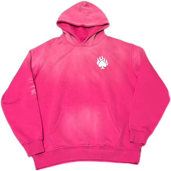 PINK LONELY SPADE SUNFADED HOODIE