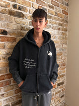 BLACK "ABOVE" ACID WASHED ZIP UP