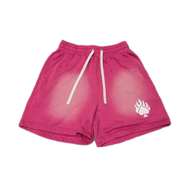 PINK LONELY SPADE SUNFADED SHORTS