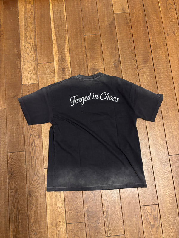 BLACK "CHAOS CREATES"  SUNFADED TEE