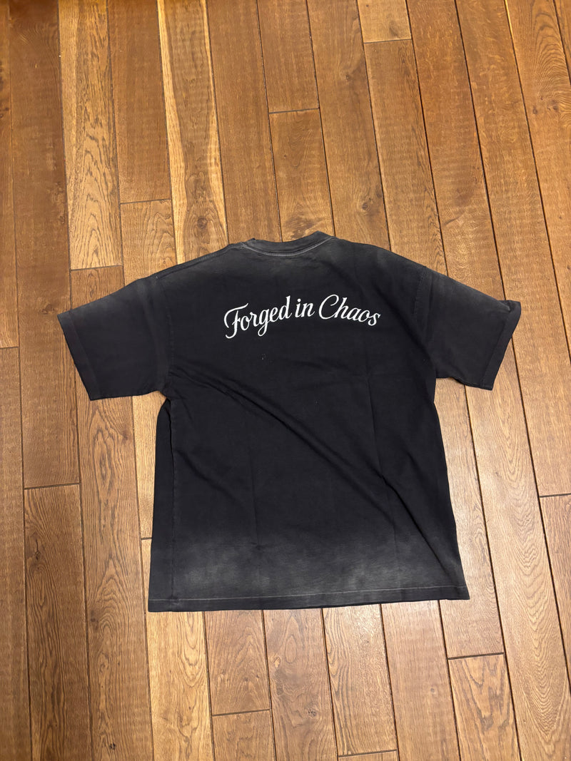 BLACK "CHAOS CREATES"  SUNFADED TEE