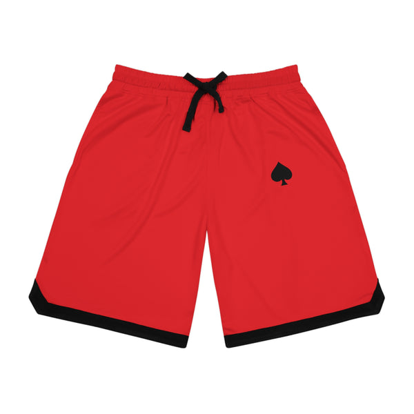 RED LONELY SPADE BASKETBALL SHORTS