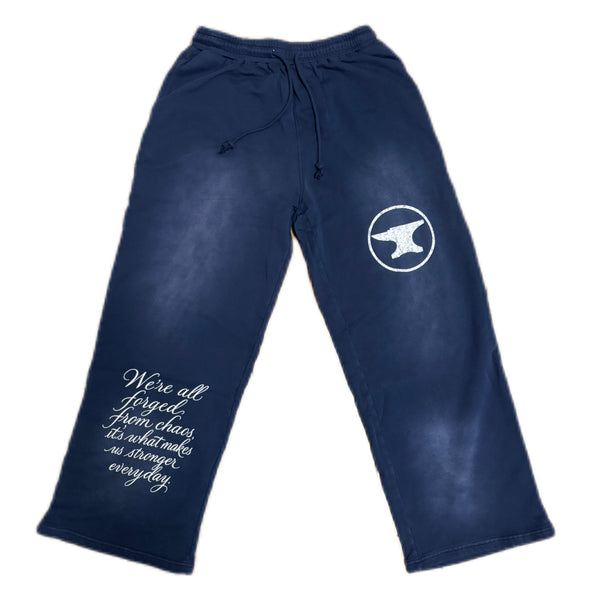 NAVY "CHAOS CREATES" BAGGY SUNFADED PANTS