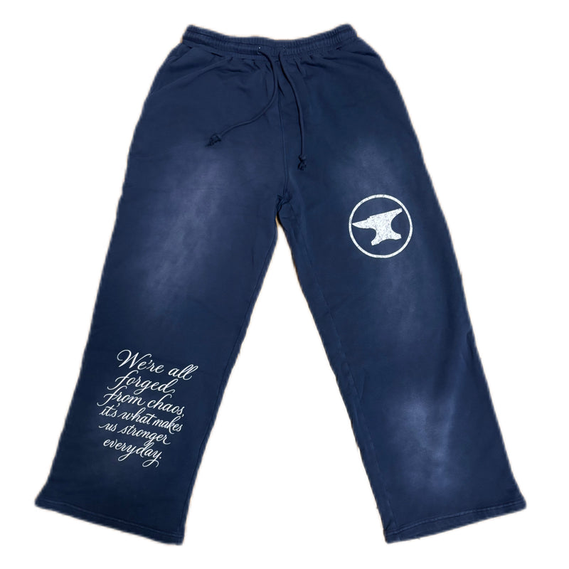 NAVY "CHAOS CREATES" BAGGY SUNFADED PANTS