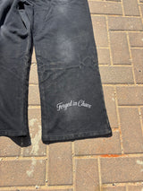 BLACK "CHAOS CREATES" BAGGY SUNFADED PANTS