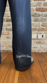 BLACK "CHAOS CREATES" BAGGY SUNFADED PANTS