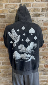 BLACK "ABOVE" ACID WASHED ZIP UP