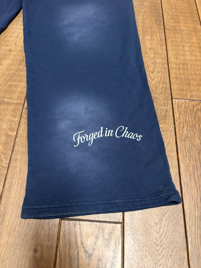 NAVY "CHAOS CREATES" BAGGY SUNFADED PANTS