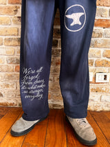 NAVY "CHAOS CREATES" BAGGY SUNFADED PANTS
