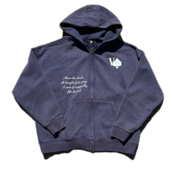 NAVY "ABOVE" ACID WASHED ZIP UP
