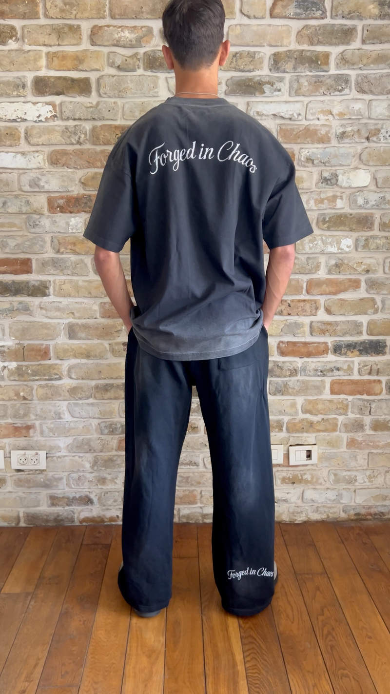 BLACK "CHAOS CREATES"  SUNFADED TEE